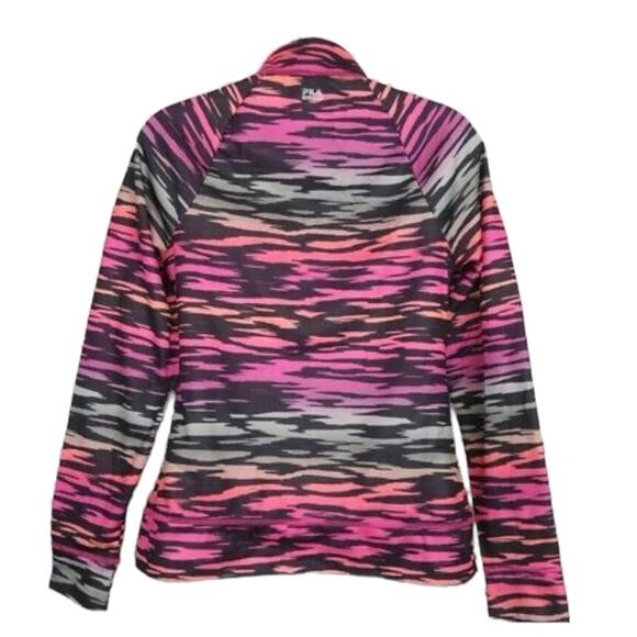 Fila Sport Performance Quarter Zip Multicolor Pink Orange Black Zebra Medium - Picture 3 of 6